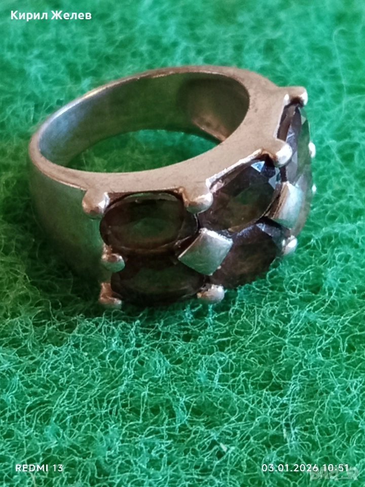 Сребърен пръстен дизайн тип Банда с Опушен кварц ювелирна изработка 51832, снимка 1