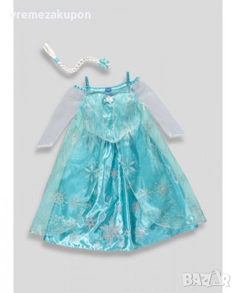 Много красива рокля на Елза от Замръзналото кралство с обръч и плитка, снимка 1