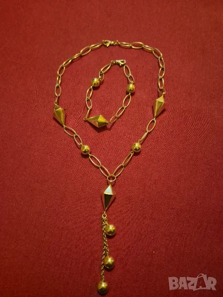 сребърен комплект колие и гривна, снимка 1