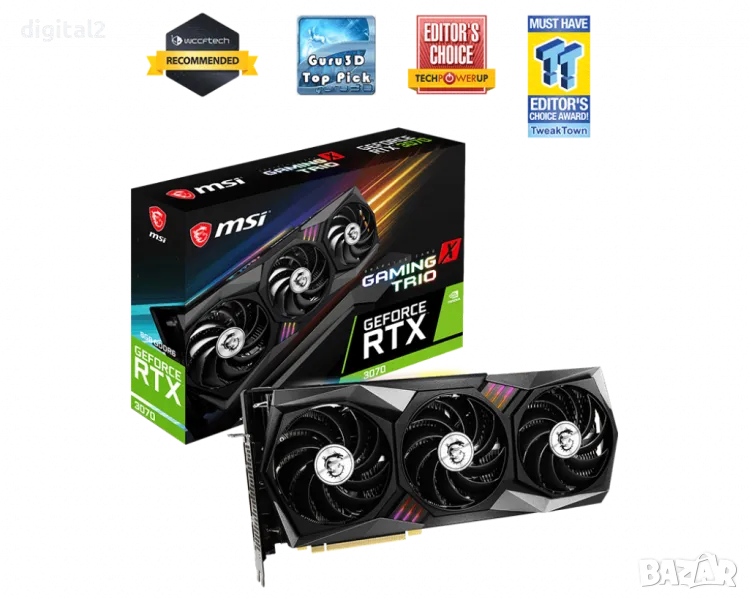 Видеокарта MSI GeForce RTX 3070 GAMING Z TRIO 8G нова 24м. Гаранция., снимка 1