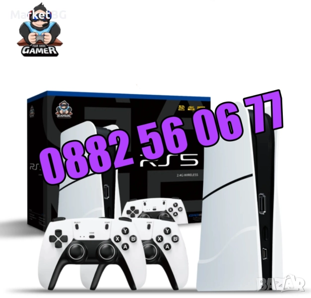 Игрова конзола RS5, 45 000+ игри, Два безжични джойстика, 4K HD, телевизионна игра, снимка 1
