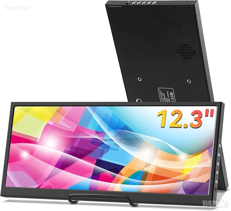 Нов 12.3-инчов вторичен монитор, IPS разтеглен LCD дисплей за пътуване 1920 * 720 HDMI USBC ..., снимка 1