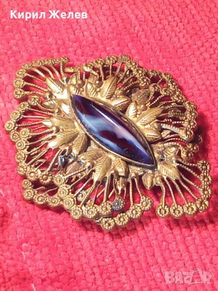 СТАРИННА БРОНЗОВА СКЪПОЦЕННА БРОШКА с МУРАНО СКЪПОЦЕННО ВЕНЕЦИАНСКО СТЪКЛО АРТ ДЕКО 22323, снимка 1