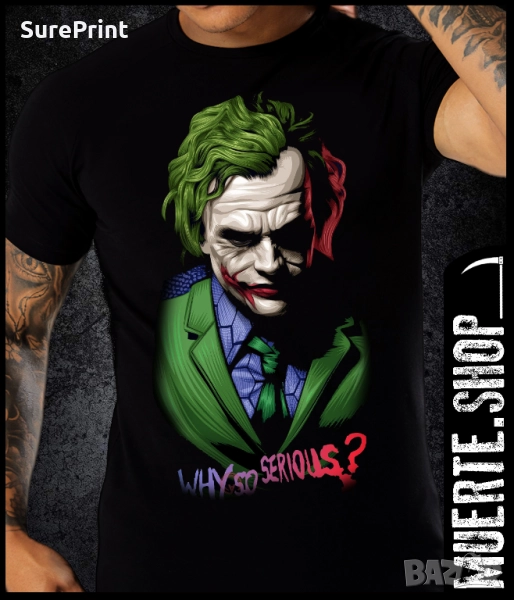 Черна тениска с щампа JOKER ARTWORK 2, снимка 1