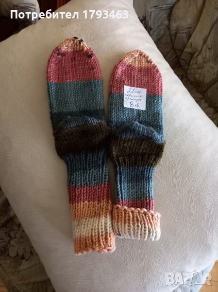 Ръчно плетени детски чорапи, ходило 21 см., снимка 1