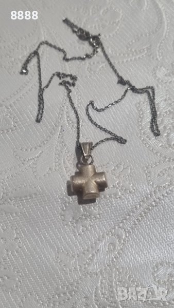 Италиянски сребърен синджир с висулка кръст , снимка 1