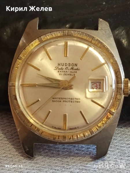 Стар механичен часовник мъжки HUDSON позлатен работи иска почистване 51439, снимка 1