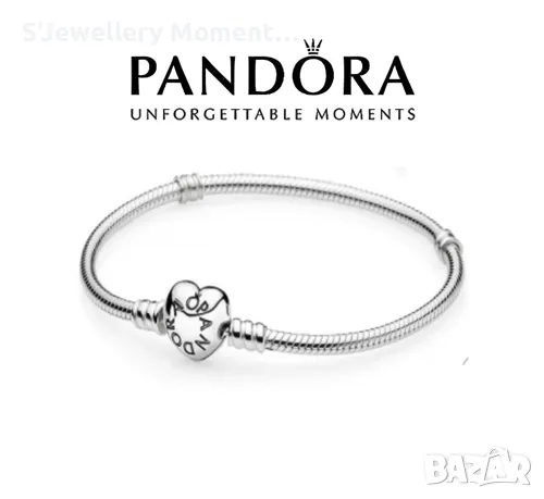 Гривна със закопчалка сърце тип PANDORA , снимка 1