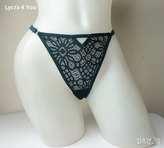 Primark S тъмно-зелена дантелена дамска танга, снимка 1