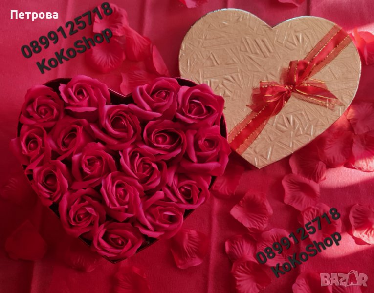 Червени рози в кутия сърце/кутия с 17 броя червени рози/Кутия сърце, снимка 1