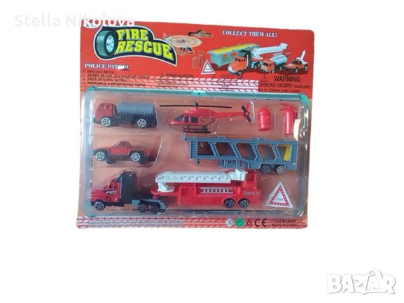 Детски метален комплект пожарникарски машини, снимка 1