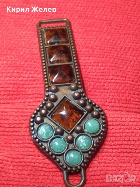 СТАРО УКРАШЕНИЕ КЕХЛИБАР ТЮРКОАЗ БРОНЗ 10879, снимка 1