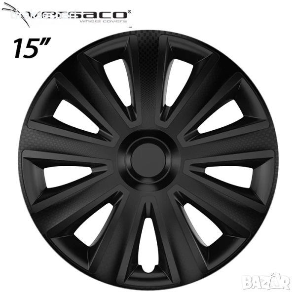 4 Броя Тасове за джанти 15'' Versaco Carbon Aviator - Black, снимка 1