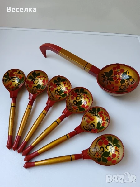 Руски антикварни дървени лъжици , снимка 1