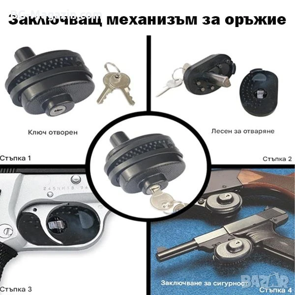 Заключващ механизъм за оръжие с ключ пистолет ловна пушка въздушна еърсофт флоберка гладкоцевна, снимка 1