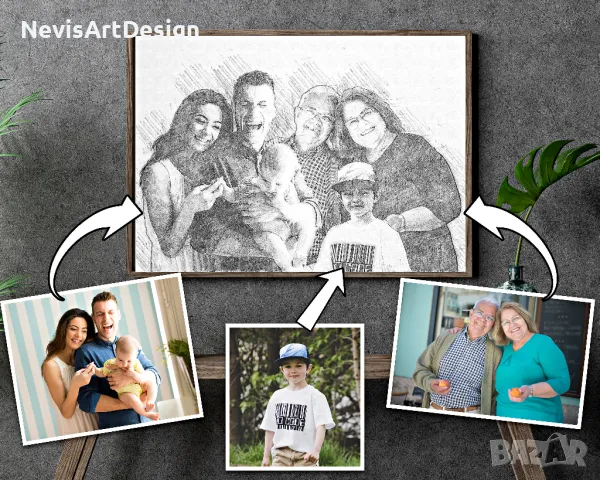 Съединяване на няколко снимки в общ дигитален акварелен портрет, снимка 9 - Картини - 47534208