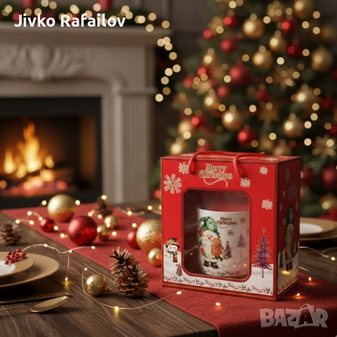 Празничен комплект чаша + лъжичка в луксозна кутия – Merry Christmas, снимка 2 - Коледни подаръци - 52803631