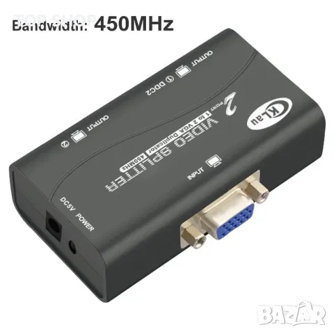 VGA сплитер/усилвател/Кутия 1 вход  към 2 монитора FULL HD/4K резолюция до 50м/огледален дисплей, снимка 6 - Кабели и адаптери - 49308581