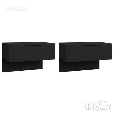 vidaXL Нощни шкафчета за стенен монтаж, 2 бр, черни(SKU:810974, снимка 1
