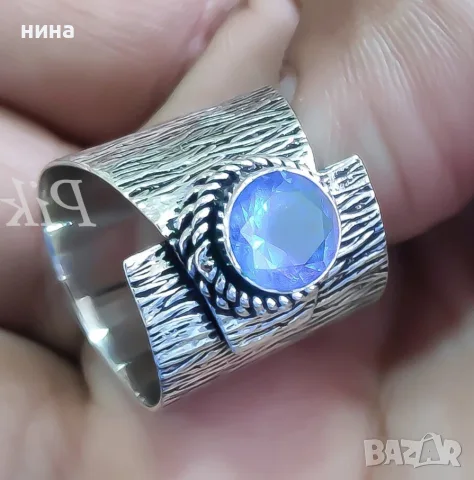 пръстен от сребро 925 с естествен танзанит, снимка 2 - Пръстени - 55951980