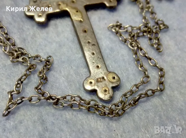 СТАР СРЕБЪРЕН КРЪСТ СРЕБРО 925 с ФАСЕТИРАНИ КРИСТАЛИ и СРЕБЪРНА ВЕРИЖКА с НУЖДА от ЗАКОПЧАЛКА 22266, снимка 13 - Антикварни и старинни предмети - 49913121