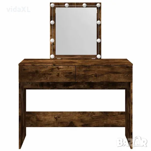 vidaXL Тоалетка с LED, опушен дъб, 100x40x130 см, снимка 5 - Тоалетки - 56148268