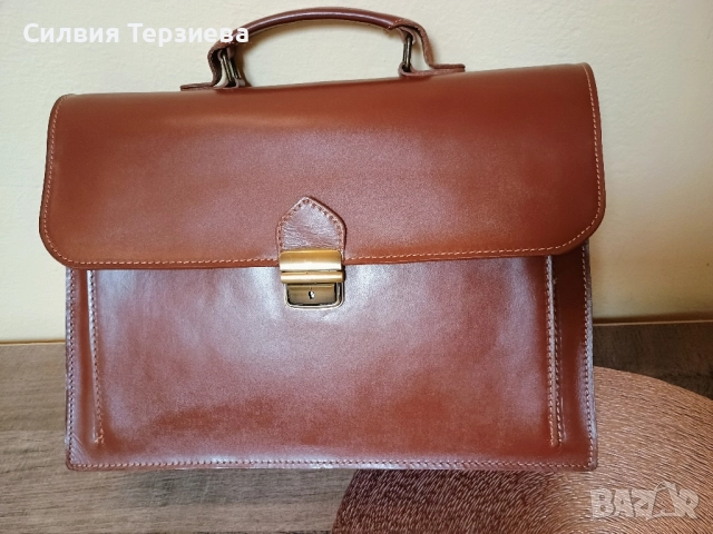 Чисто нова кожена чанта за документи Borse in Pelle / Made in Italy