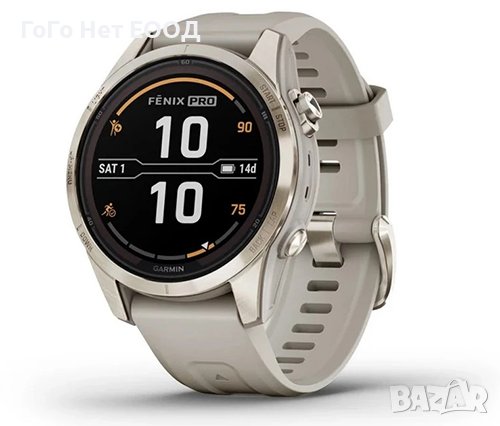 Часовник, Garmin fenix 7S Pro – Sapphire Solar Edition - Soft Gold с Light Sand каишка