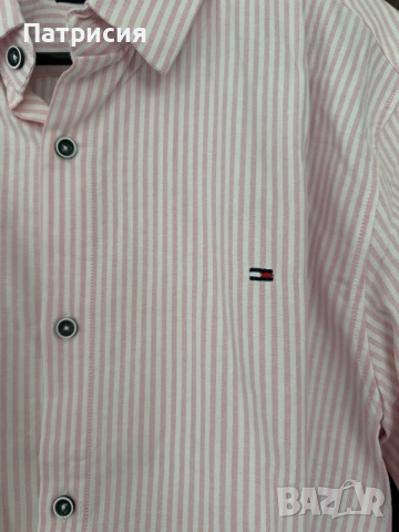 Чисто нова мъжка риза Tommy Hilfiger Classic Fit с дълъг ръкав, дизайн розово  бяло райе, размер XXL, снимка 7 - Ризи - 56045069