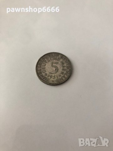 Сребърна монета Германия 5 марки, 1951, снимка 9 - Нумизматика и бонистика - 41484845