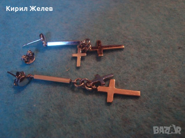 СРЕБЪРНИ АРТ ОБЕЦИ с КРЪСТЧЕТА СРЕБРО 925 с БЯЛА и ЖЪЛТА ПОЗЛАТА  НЕЖНИ КРАСИВИ 25624, снимка 9 - Обеци - 35760035