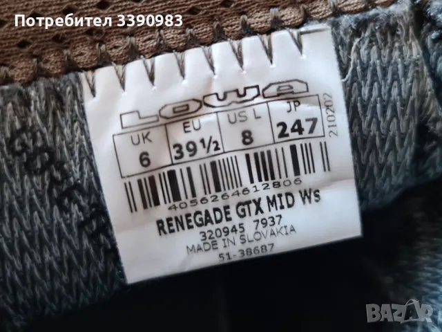 Туристически обувки LOWA RENEGADE GTX MID Ws, снимка 12 - Спортна екипировка - 48909208