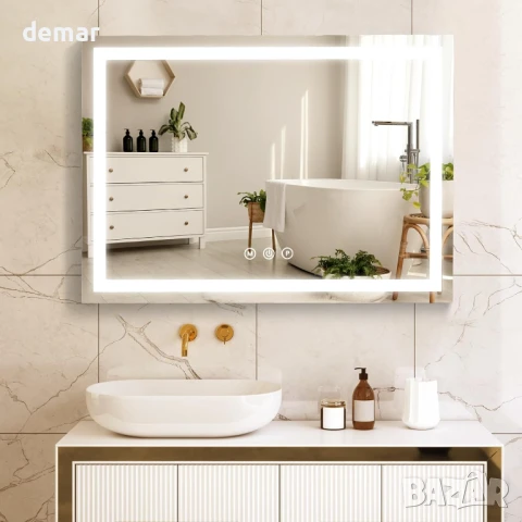 halumao Холивудско огледало за тоалетка/стена с осветление, с USB портове, 58 x 48 см, снимка 7 - Огледала - 50779825