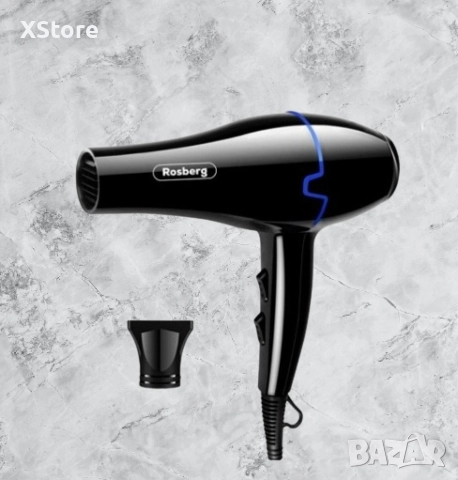 Сешоар Rosberg, 2000W, 3 степени на температура, 2 скорости, Черен, снимка 4 - Сешоари - 52593710