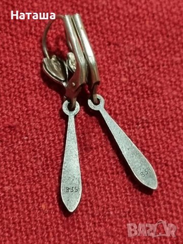 Vintage антични сребърни обеци с маркизити , снимка 6 - Антикварни и старинни предмети - 41937558