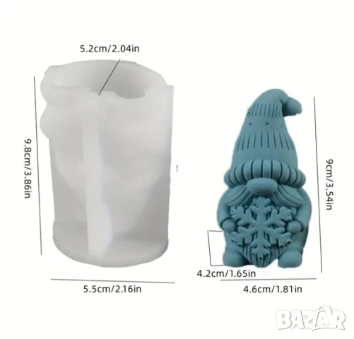 Молд гном със снежинка, снимка 2 - Форми - 50579144