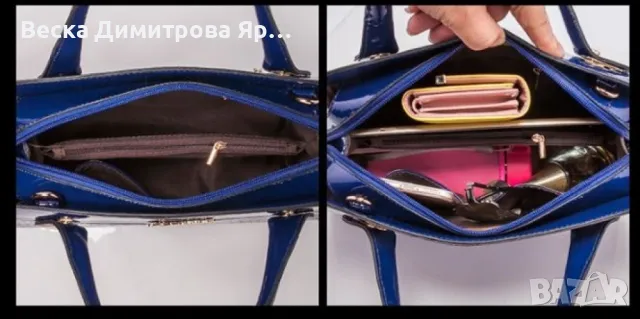 Комплект от 3 бр. лачени дамски чанти в различен размер, снимка 4 - Чанти - 49394361