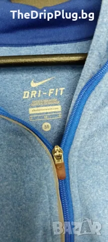 Nike Dri Fit Дамска фланелка с 1/4 цип размер М синя, снимка 2 - Тениски - 55805683