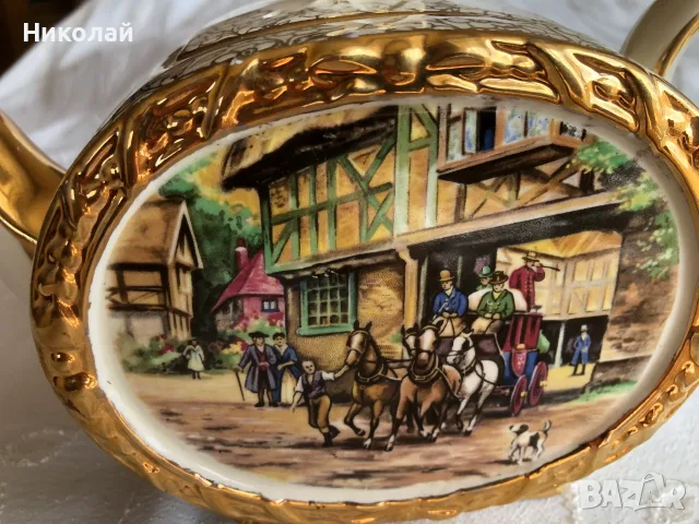 Уникален английски порцеланов чайник Sadler (1937-1947г.), рядкост, музеен клас, много запазен, снимка 3 - Антикварни и старинни предмети - 55874998