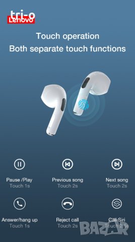 Lenovo-HT38 Безжични спортни Bluetooth слушалки с микрофон, снимка 4 - Bluetooth слушалки - 41783996