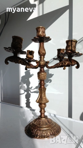 Бронзов, тежък, масивен, френски свещник с 5 гнезда . , снимка 12 - Антикварни и старинни предмети - 53816088