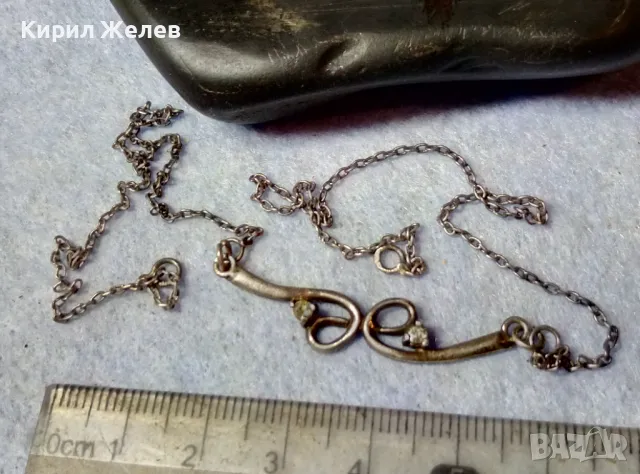 Старо АР НУВО СТИЛ СРЕБЪРНО КОЛИЕ СРЕБРО 950 с ЮВЕЛИРНО ФАСЕТИРАНИ ИСКРЯЩИ ЦИРКОНИ 49369, снимка 7 - Антикварни и старинни предмети - 48901263