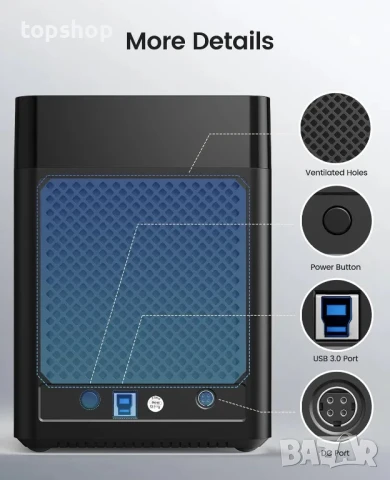 Нова, тествана докинг станция ORICO 5 Bay с 5 слота до 90tb, снимка 3 - Друга електроника - 50503405