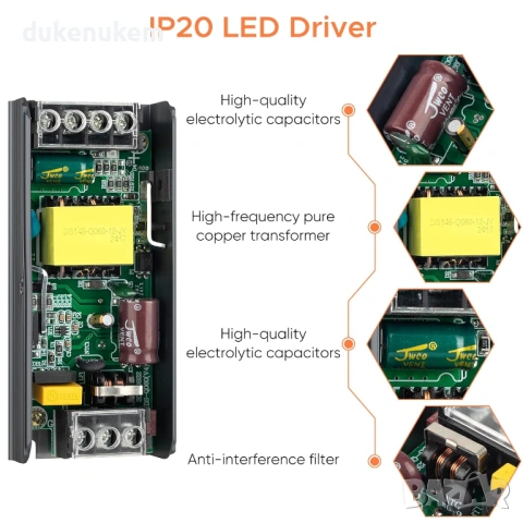 LED захранване 12V 60W 5A – тънък трансформатор за LED осветление, снимка 3 - Друга електроника - 53270029