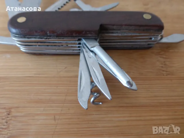 Джобно ножче 11 инструмента с дървена дръжка, снимка 5 - Ножове - 47467859