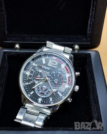 Кварцов часовник с гривна от неръждаема стомана, подарък за него, снимка 3 - Мъжки - 44581585