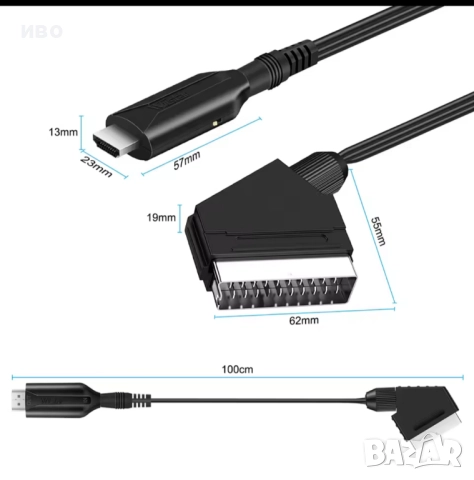 Преобразуващ кабел SKART to HDM, снимка 5 - Плейъри, домашно кино, прожектори - 49475386