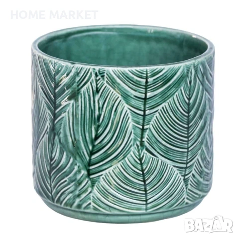 Декоративна кашпа за растения Декоративна керамична кашпа в елегантен зелен цвят 
