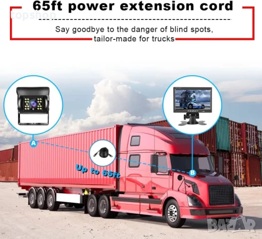 НОВ комплект задна камера с монитор Hikity, водоустойчива 18 IR LED нощно виждане, 7" монитор..., снимка 6 - Аксесоари и консумативи - 50542358