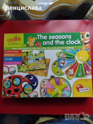 Детска игра Научи часовника + пъзел с часовник и сезони, снимка 2 - Образователни игри - 48085219